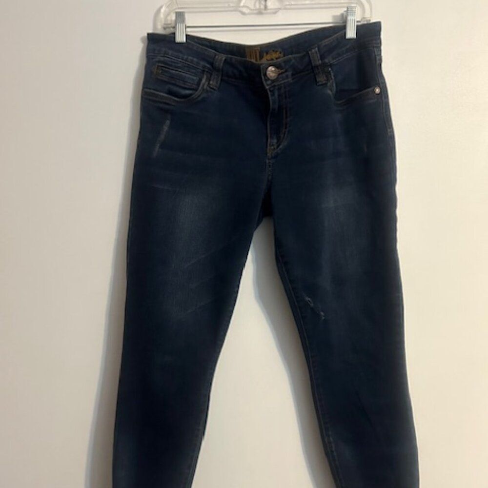 Kut from the Kloth 5 pocket distressed skinny denim jeans, size 12